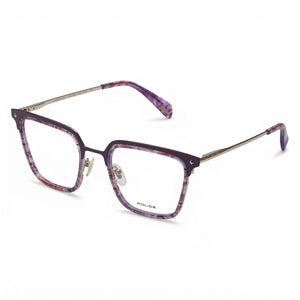 Police VPLG25 Violet Square Eyeglasses Unisex, Acetate and metal frame