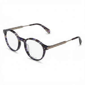 Police VPLG27 Violet Round Eyeglasses Unisex, Acetate frame