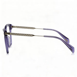 Police VPLG28 Rectangle Eyeglasses Unisex — side view, Violet Acetate temples
