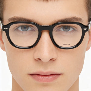 Police VPLG81 Square Eyeglasses Unisex — interior view, Polycarbonate lenses