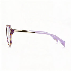 Police VPLM07 Round Eyeglasses Men — side view, Pink Acetate temples