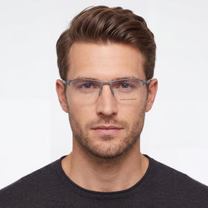 Porsche Design P8371 Rectangle Eyeglasses Men — side view, Grey Metal temples