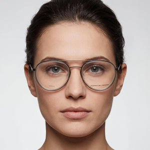 Porsche P8366 Aviator Eyeglasses for Women — interior view, Polycarbonate demo lenses