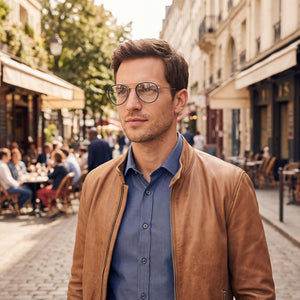 Porsche P8366 Round Eyeglasses for Men — interior view, Polycarbonate demo lenses