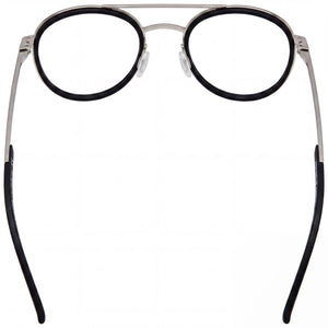 Porsche P8366 Round Eyeglasses Men — side view, Silver Acetate temples