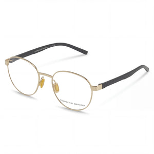 Porsche P8746 Gold, Black Round Sunglasses for Men, Transparent lens