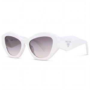 Prada 142130 White / Gray Gradient Cat Eye Sunglasses for Women, Gray Gradient lens