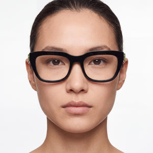 Prada A06V Rectangle Eyeglasses for Unisex — interior view, demo lenses