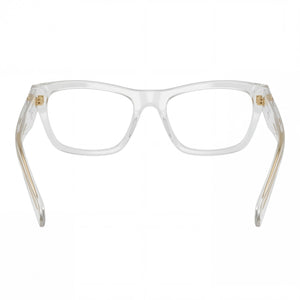 Prada Classic Luxury Rectangle Eyeglasses Unisex — side view, White frame temples