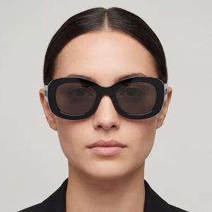 Prada Modern Round Sunglasses for Women — interior view, Grey lens detail