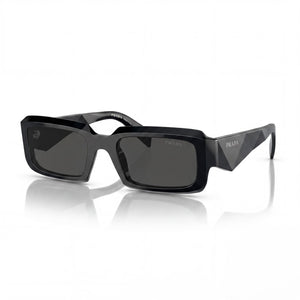 Prada PR 27ZS Black Rectangle Sunglasses Unisex, Dark Grey lens