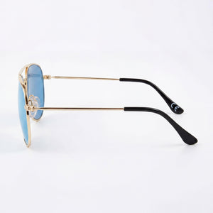 Prive Revaux Aviator Sunglasses for Women — side view, Blue lens