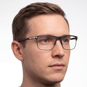 Puma Pu0276o Rectangle Eyeglasses Unisex — side view, Black Injection temples