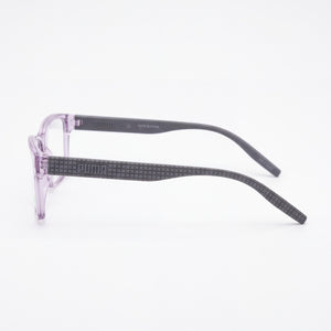 Puma Pu0278o Rectangle Eyeglasses Unisex — side view, Grey / Transparent Acetate temples