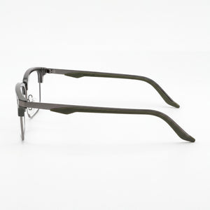 Puma Pu0411o Square Eyeglasses Unisex — side view, Black Stainless Steel temples