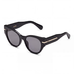QUAY AUSTRALIA Chit Chat Black Cat Eye Sunglasses for Women, Smoke lens