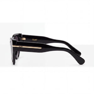 QUAY AUSTRALIA Chit Chat Cat Eye Sunglasses Women — side view, Non-Polarized Smoke lens