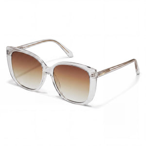 QUAY AUSTRALIA Modern Clear Rectangle Sunglasses for Women, Sepia lens