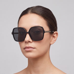 QUAY AUSTRALIA Press Tour Square Sunglasses for Women — interior view, Non-Polarized lens detail