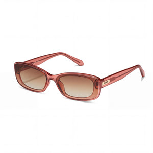 QUAY AUSTRALIA VIBE CHECK Brown Rectangle Sunglasses for Women, Sepia lens