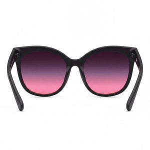 Quay Cat Eye Sunglasses Women — side view, Non-Polarized Black Pink Fade lens
