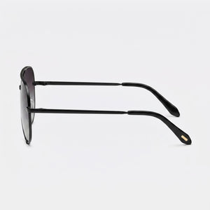 Quay High Key Extra Large Aviator Sunglasses Women — side view, Polarized Fade lens