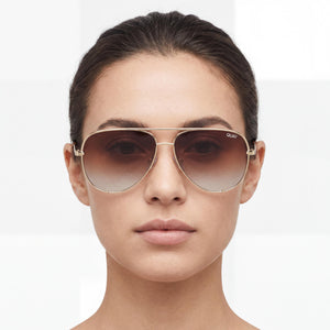 Quay High Key Large Aviator Sunglasses for Women — interior view, Polarized lens detail