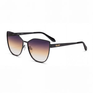 Quay In Pursuit Black Dusk Poppy Cat Eye Sunglasses for Women, Dusk Poppy lens