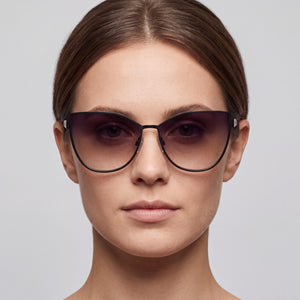 Quay In Pursuit Cat Eye Sunglasses Women — side view, Non-Polarized Dusk Poppy lens