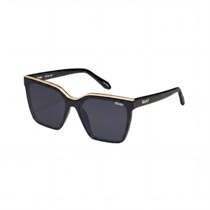 Quay Level Up Black Rectangle Sunglasses for Women, Smoke lens