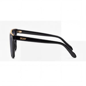 Quay Level Up Rectangle Sunglasses Women — side view, Non-Polarized Smoke lens