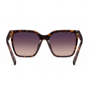 Quay Level Up Square Sunglasses Women — side view, Polarized Smoke Taupe lens