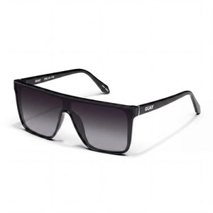 Quay Nightfall Medium Black Rectangle Sunglasses for Unisex, Smoke lens