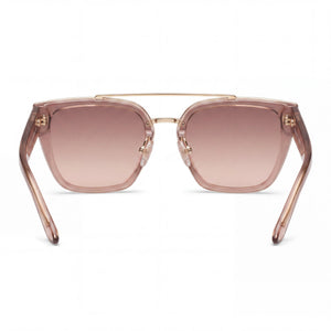Quay Sweet Talker Square Sunglasses Women — side view, Non-Polarized Brown Fawn lens