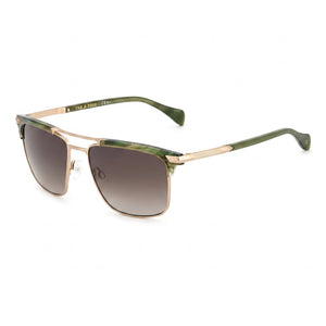 Rag & Bone Casual Khaki Horn Rectangle Sunglasses for Men, Khaki lens