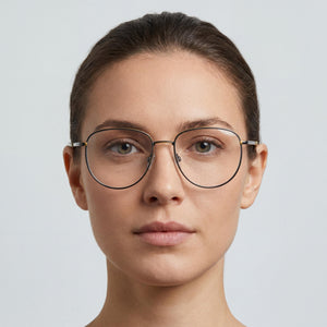 Rag & Bone RNB 7017 Round Eyeglasses Women — side view, Silver temples