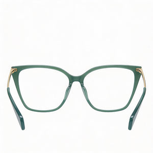 Rag & Bone RNB3005 Square Eyeglasses Women — side view, Green Acetate temples