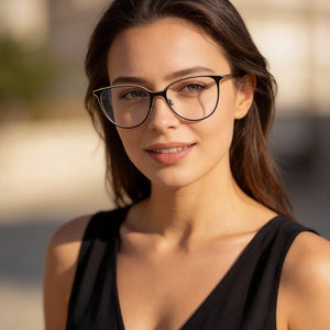 Rag & Bone RNB3032 Oval Eyeglasses Women — side view, Black Metal temples