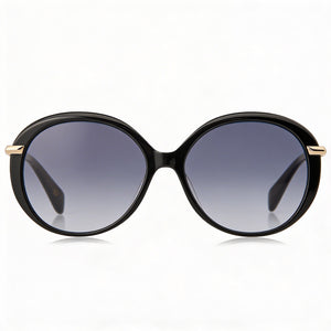 Rag & Bone Rectangle Sunglasses Women — side view, Non-Polarized Dark Grey Shaded lens