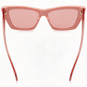Rag & Bone Casual Rectangle Sunglasses Women — side view, Non-Polarized Burgundy lens