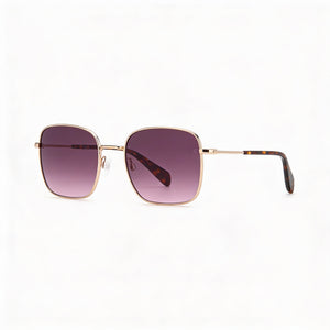 Rag & Bone Square Sunglasses Men — side view, Non-Polarized Grey Fuchsia lens