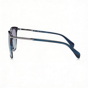 Rag & Bone Modern Square Sunglasses Women — side view, Non-Polarized Blue Pool Horn lens