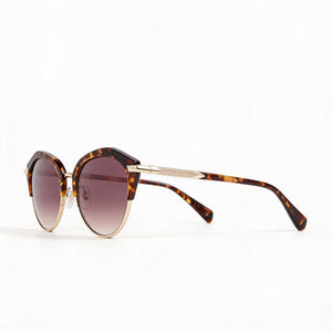 Rag & Bone Modern Heritage Round Sunglasses Women — side view, Non-Polarized Havana lens