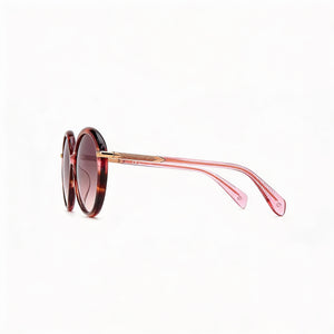 Rag & Bone Modern Heritage Round Sunglasses Women — side view, Non-Polarized Brown Shaded lens