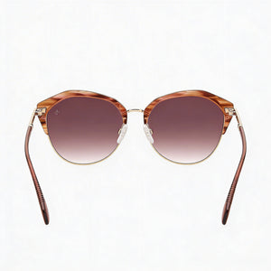 Rag & Bone Modern Heritage Oval Sunglasses Women — side view, Non-Polarized Burgundy Red Horn lens