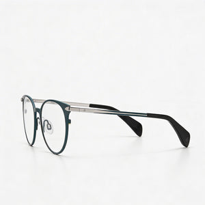 Rag & Bone Rnb 3011 Round Eyeglasses for Women — front view, Titanium