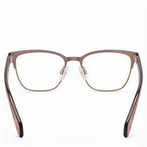 Rag & Bone Rnb 3022 Rectangle Eyeglasses Women — side view, Transparent Metal temples