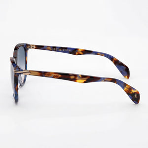 Rag & Bone Rnb1020/s Oval Sunglasses Women — side view, Non-Polarized Blue Double Shade Peach lens