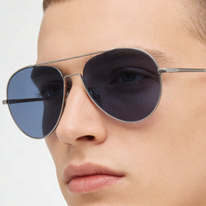 Rag & Bone Rnb1036/g/s Rectangle Sunglasses Unisex — side view, Non-Polarized Grey lens