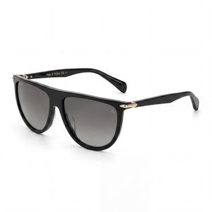 Rag & Bone Rnb1056s Black Aviator Sunglasses for Women, Grey Shaded lens